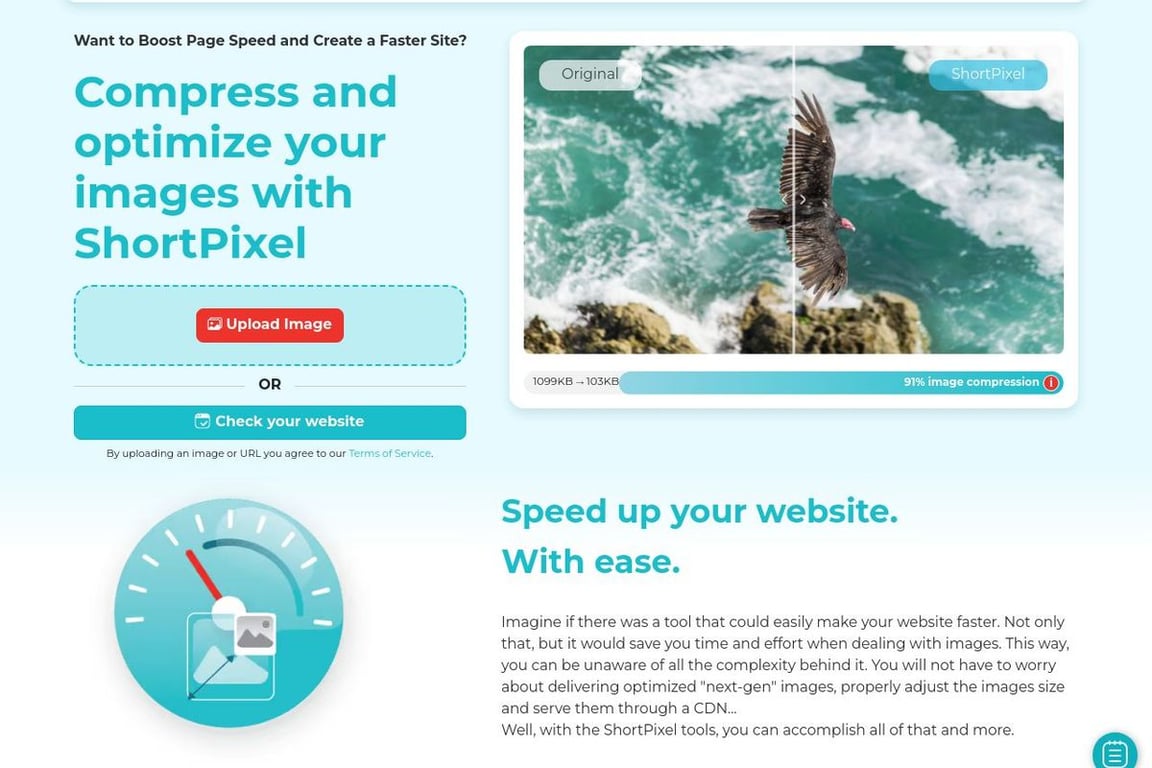 Short Pixel homepage