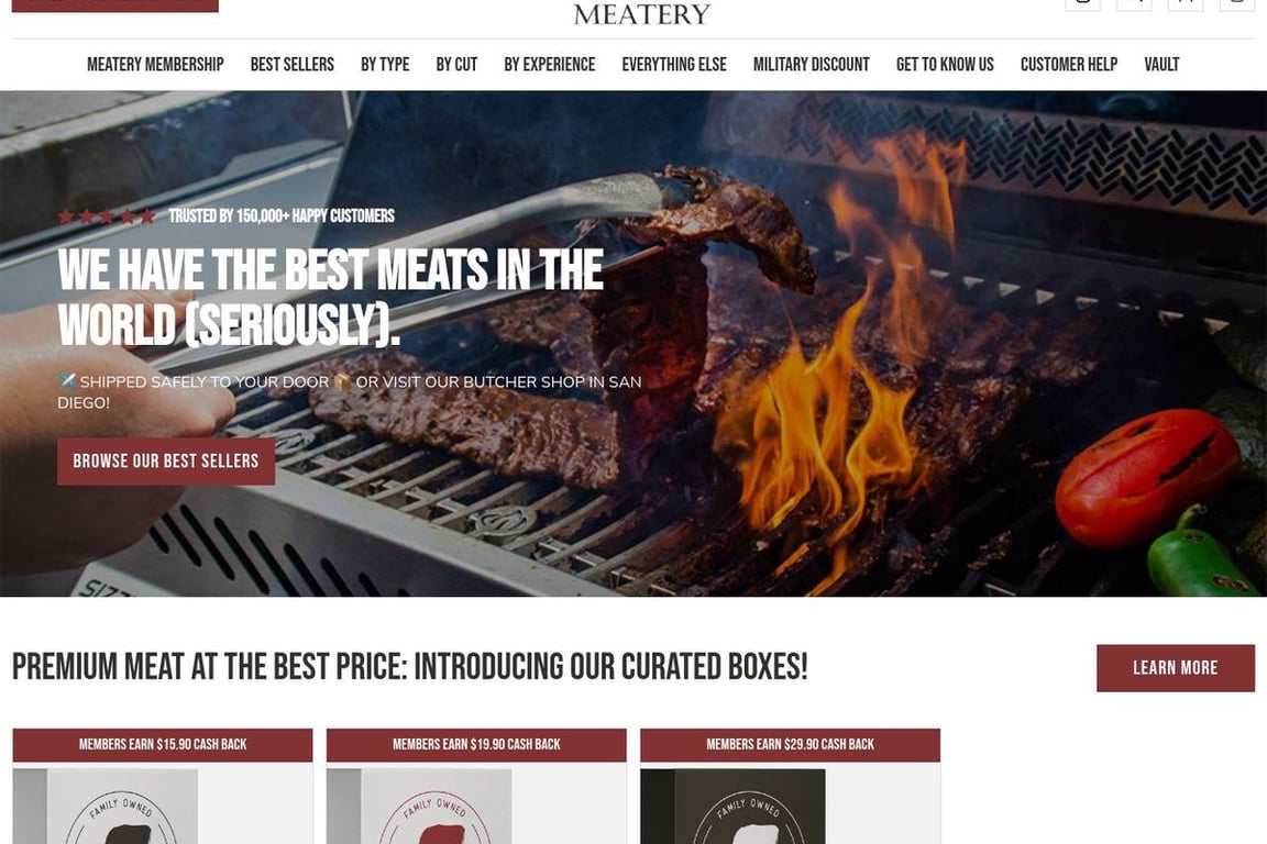 The Meatery homepage