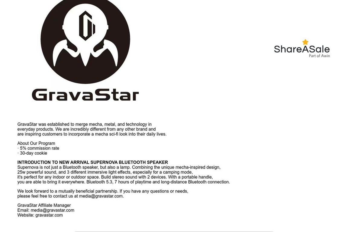GravaStar affiliate program signup page