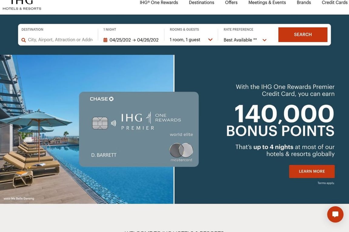 InterContinental Hotels Group homepage