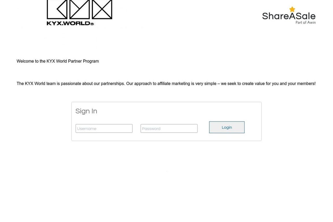 KYX World affiliate program signup page
