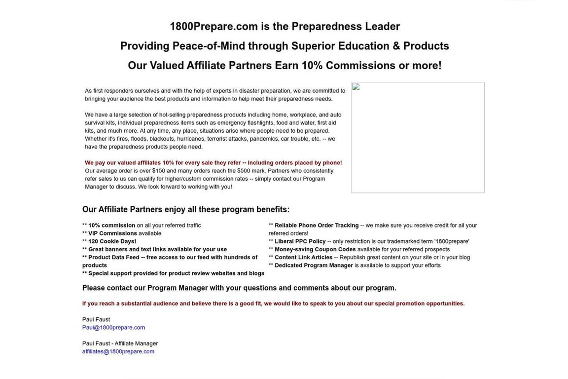 1800Prepare.com affiliate program signup page