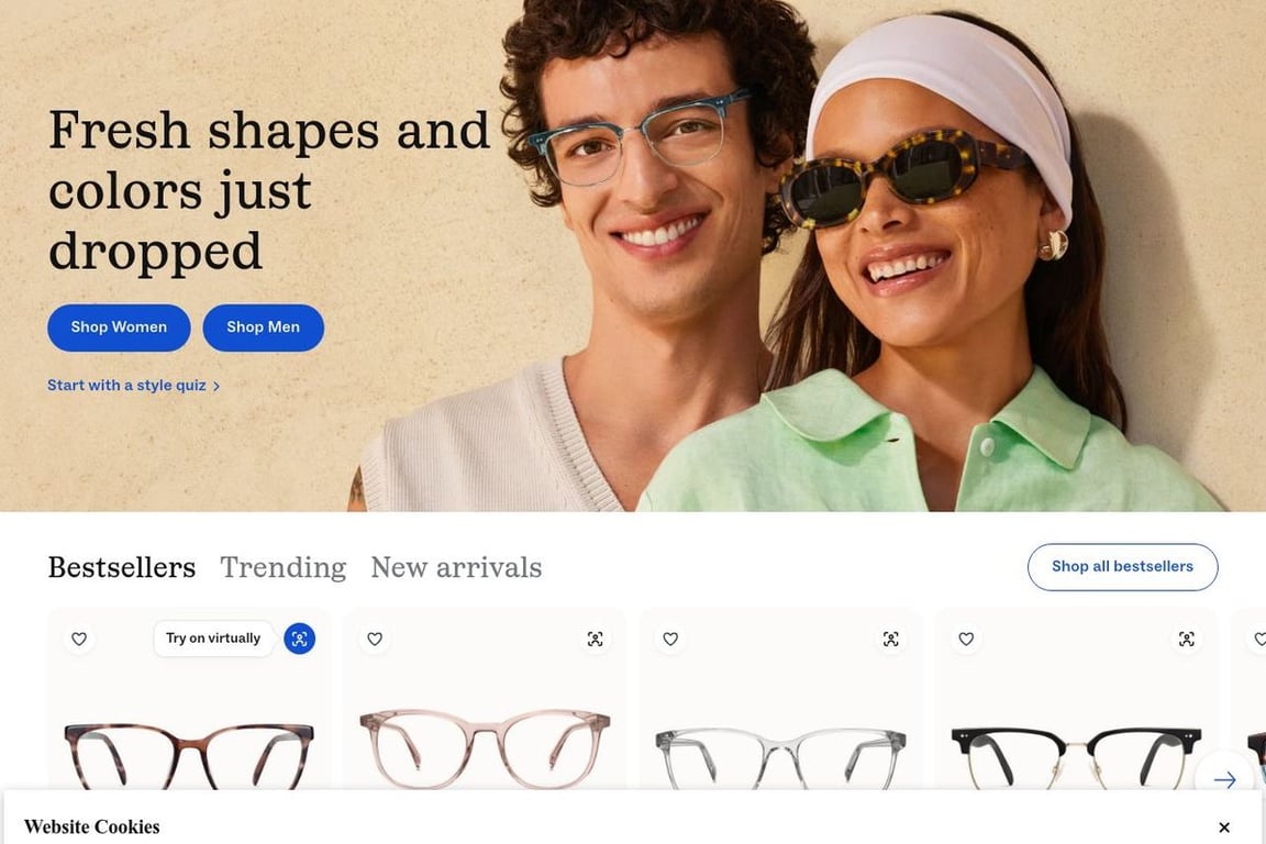 Warby Parker (Canada) homepage