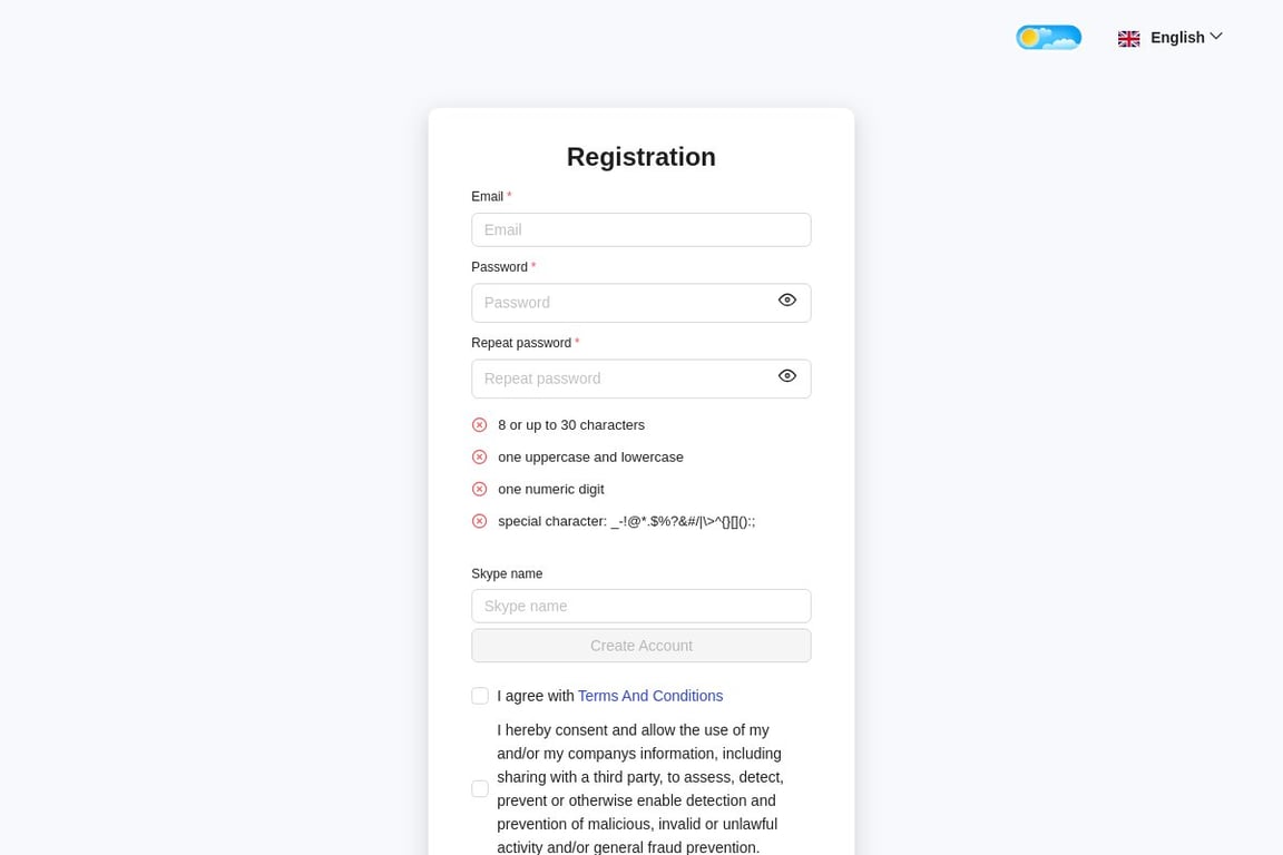 Paybis affiliate program signup page