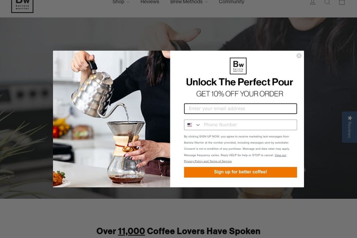 Barista Warrior homepage