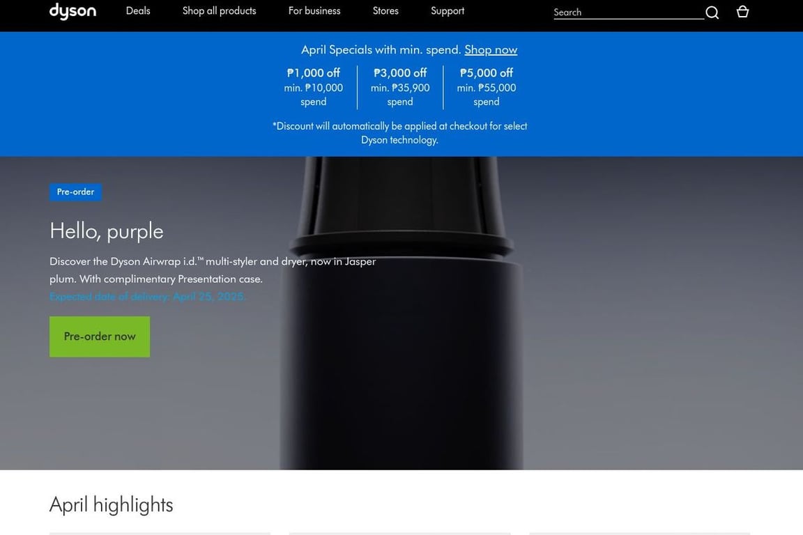 Dyson homepage