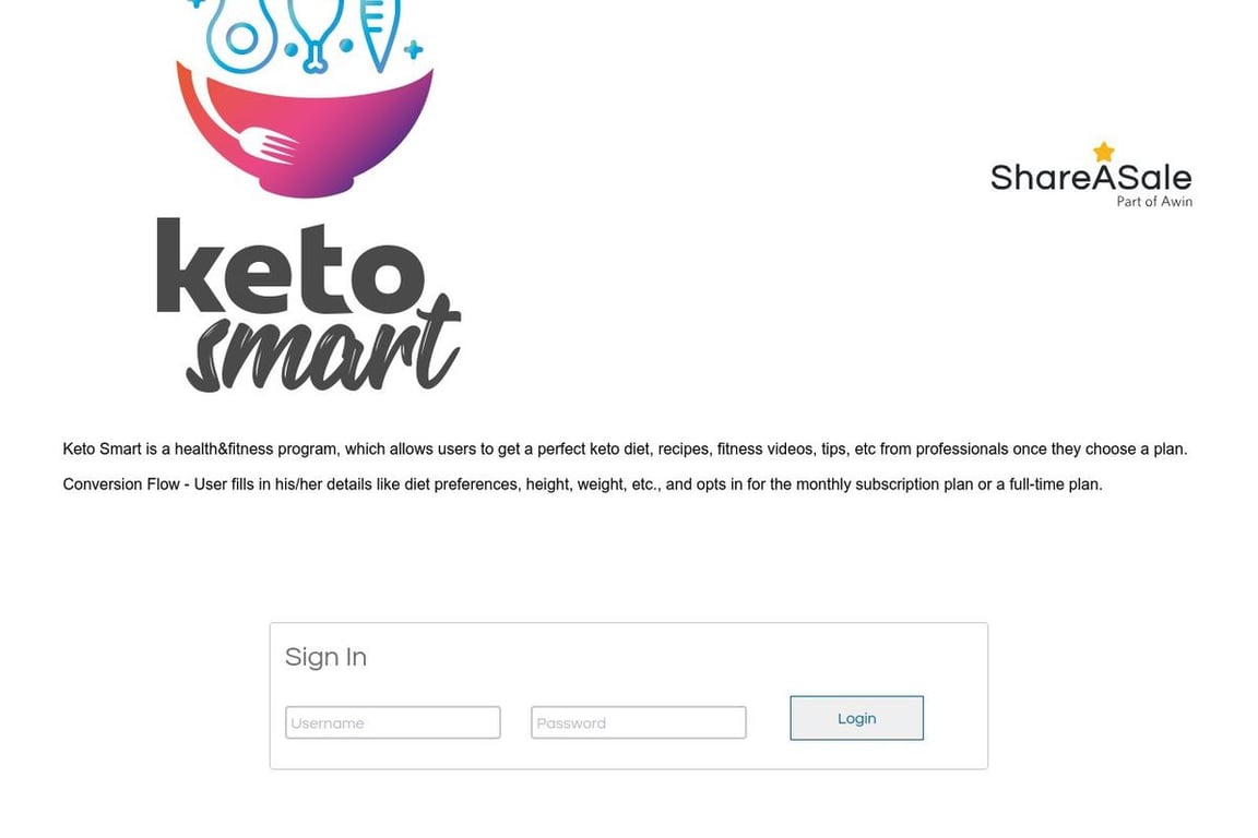 Keto Smart affiliate program signup page