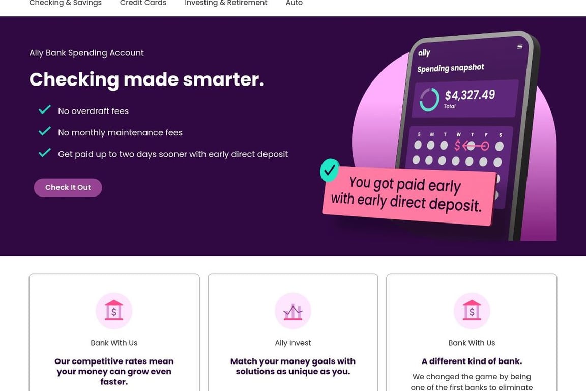 Ally Invest homepage