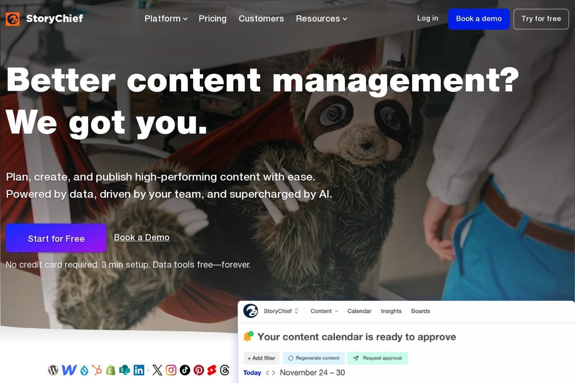 StoryChief homepage