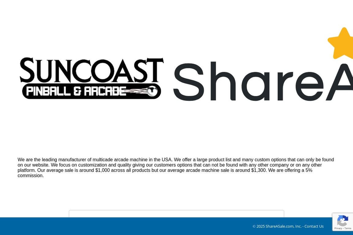 Suncoast Arcade affiliate program signup page