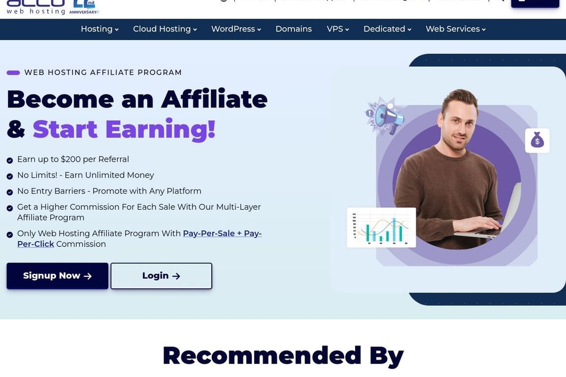 AccuWeb affiliate program signup page