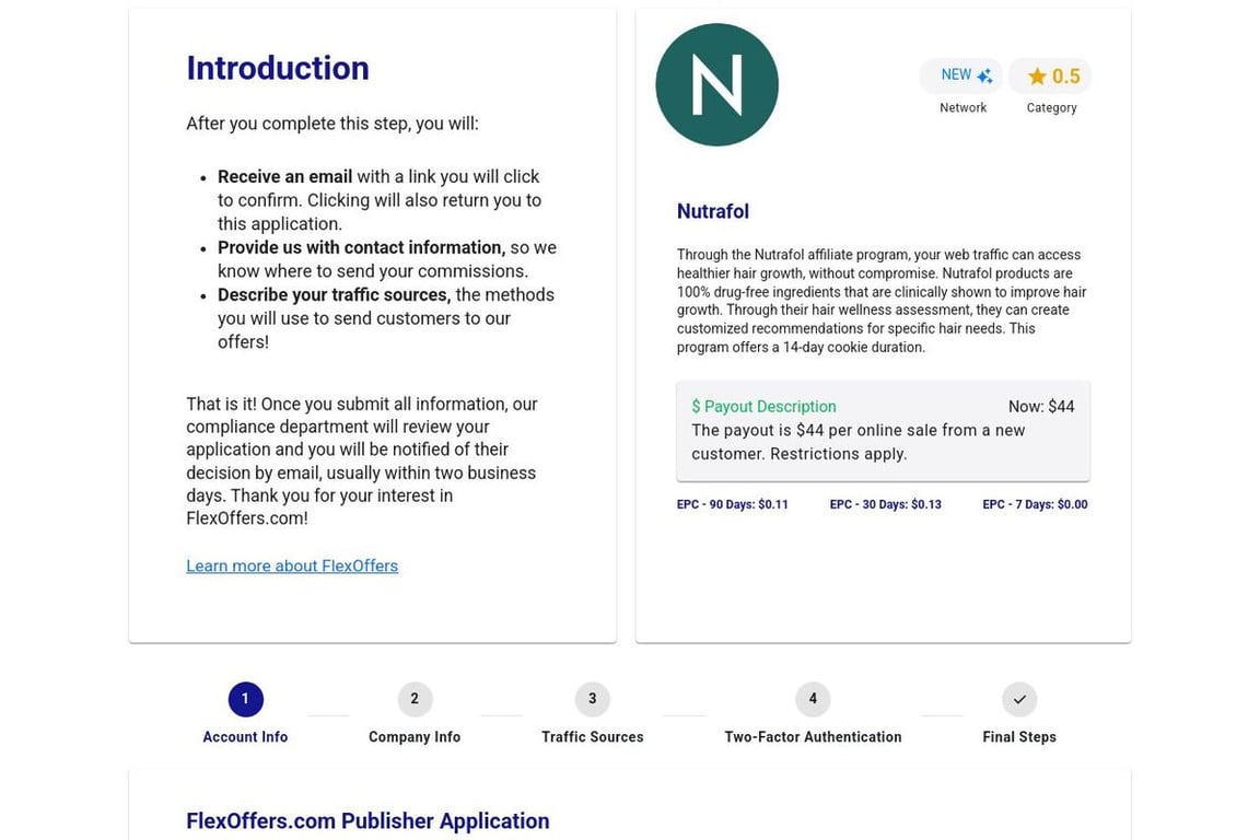 Nutrafol affiliate program signup page