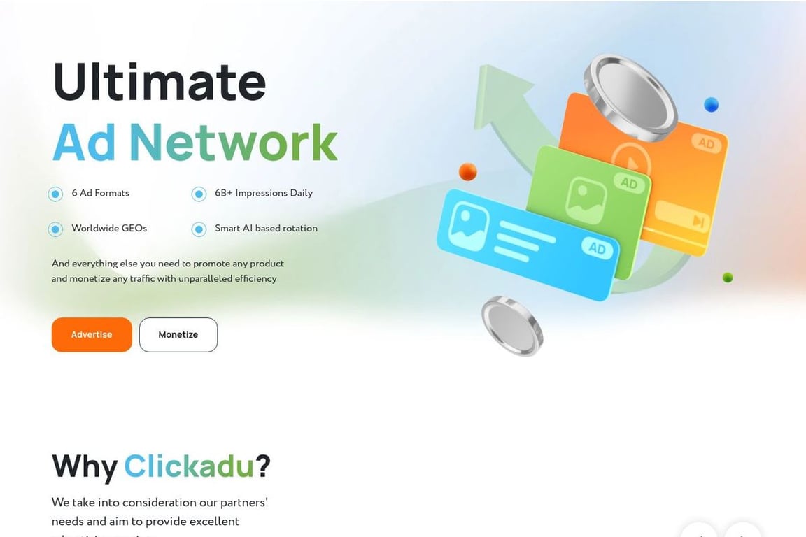 Clickadu homepage
