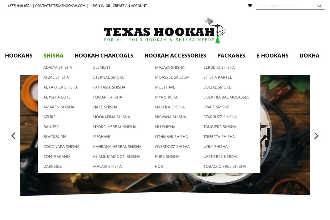 TexasHookah.com homepage
