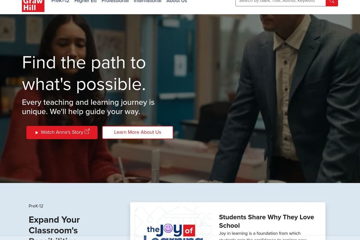 McGraw Hill Higher Education homepage