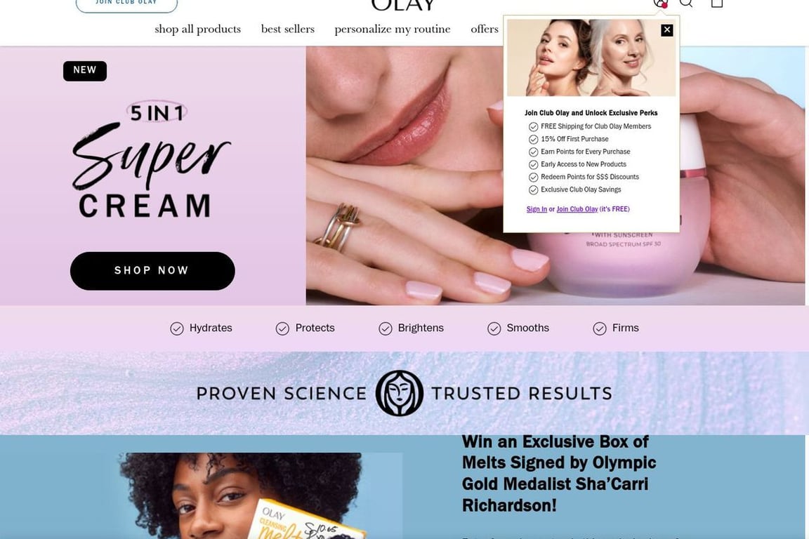 Olay homepage