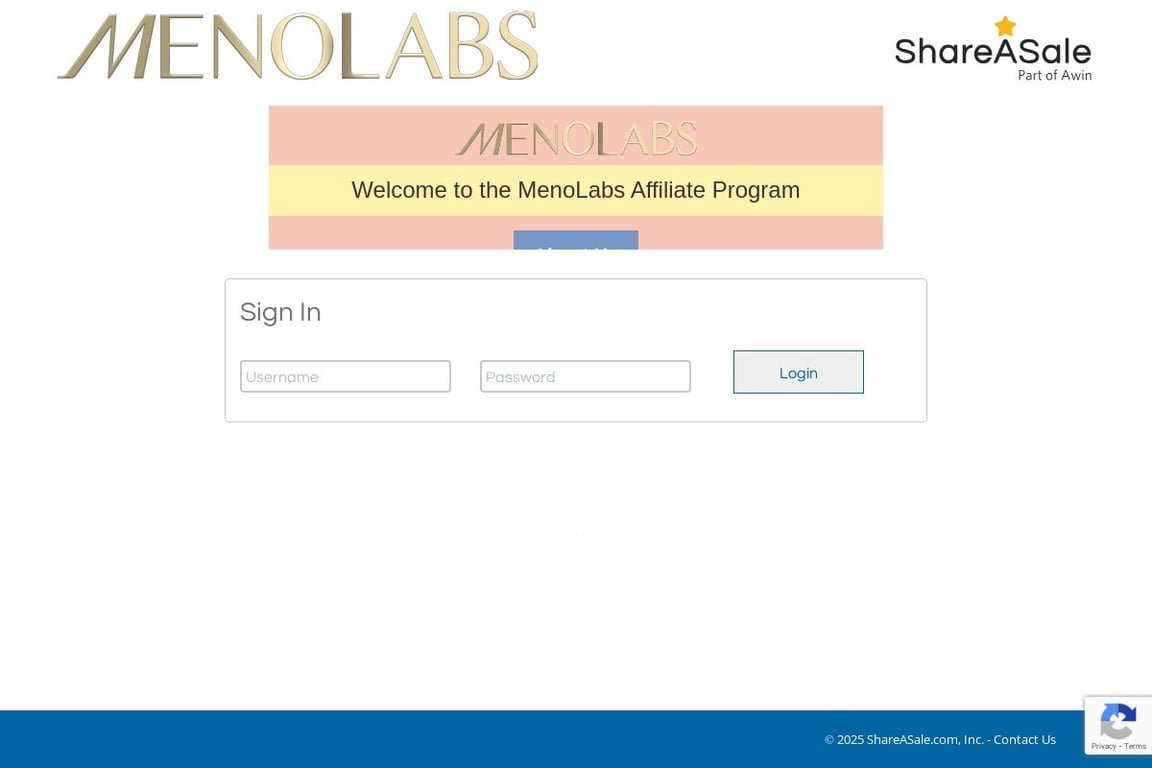 MenoLabs affiliate program signup page