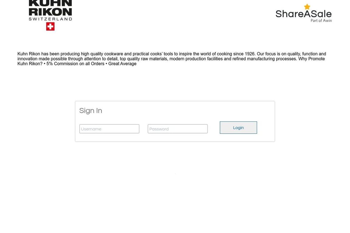 Kuhn Rikon Corp affiliate program signup page