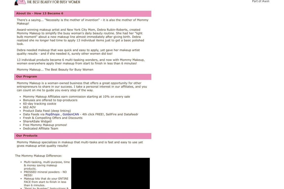 Mommy Makeup affiliate program signup page