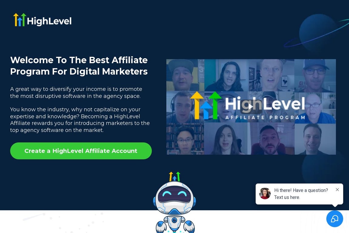 HighLevel affiliate program signup page