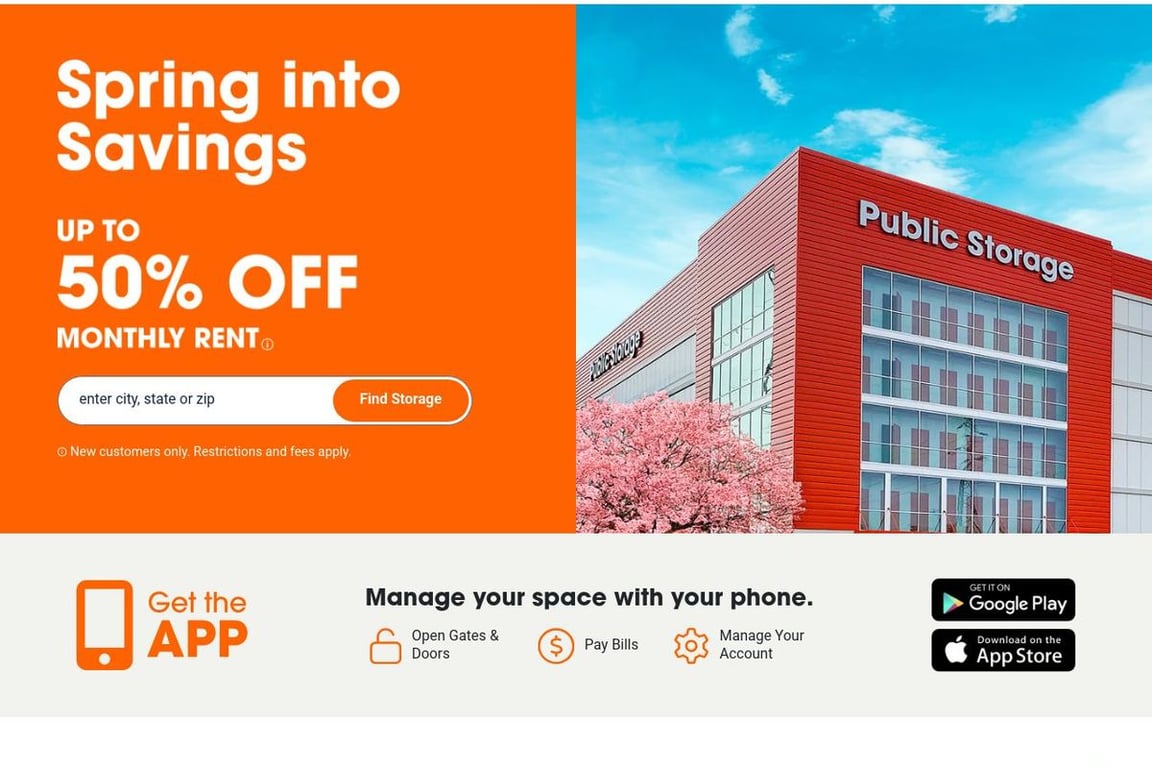 Public Storage homepage