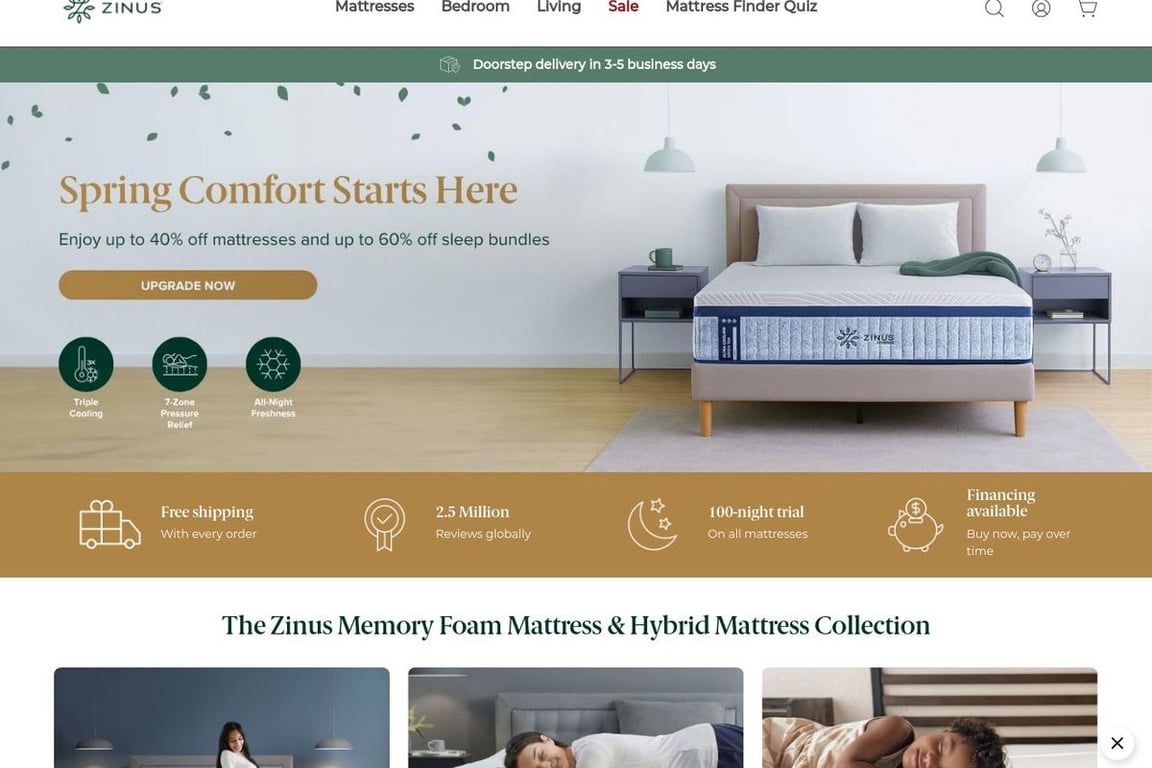 Zinus homepage