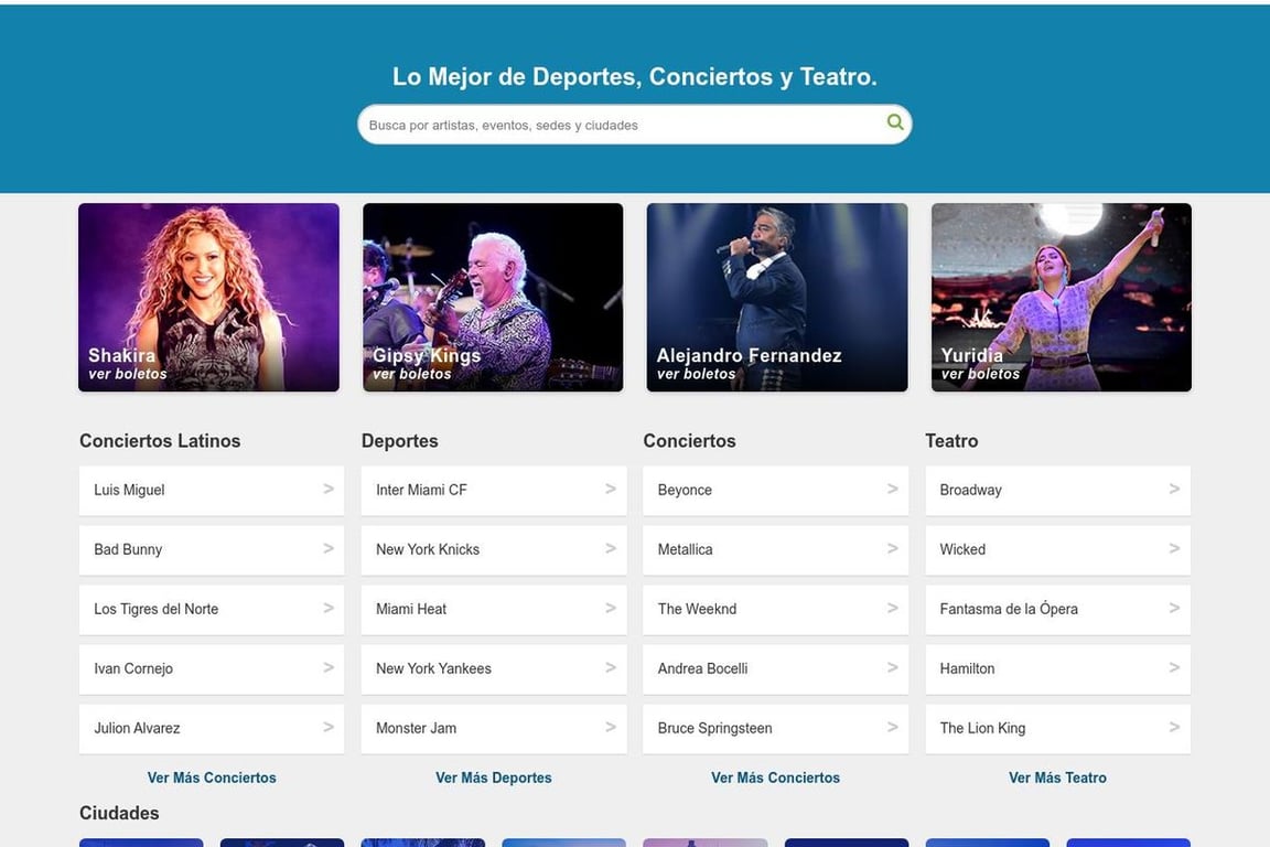 SuperBoletera homepage