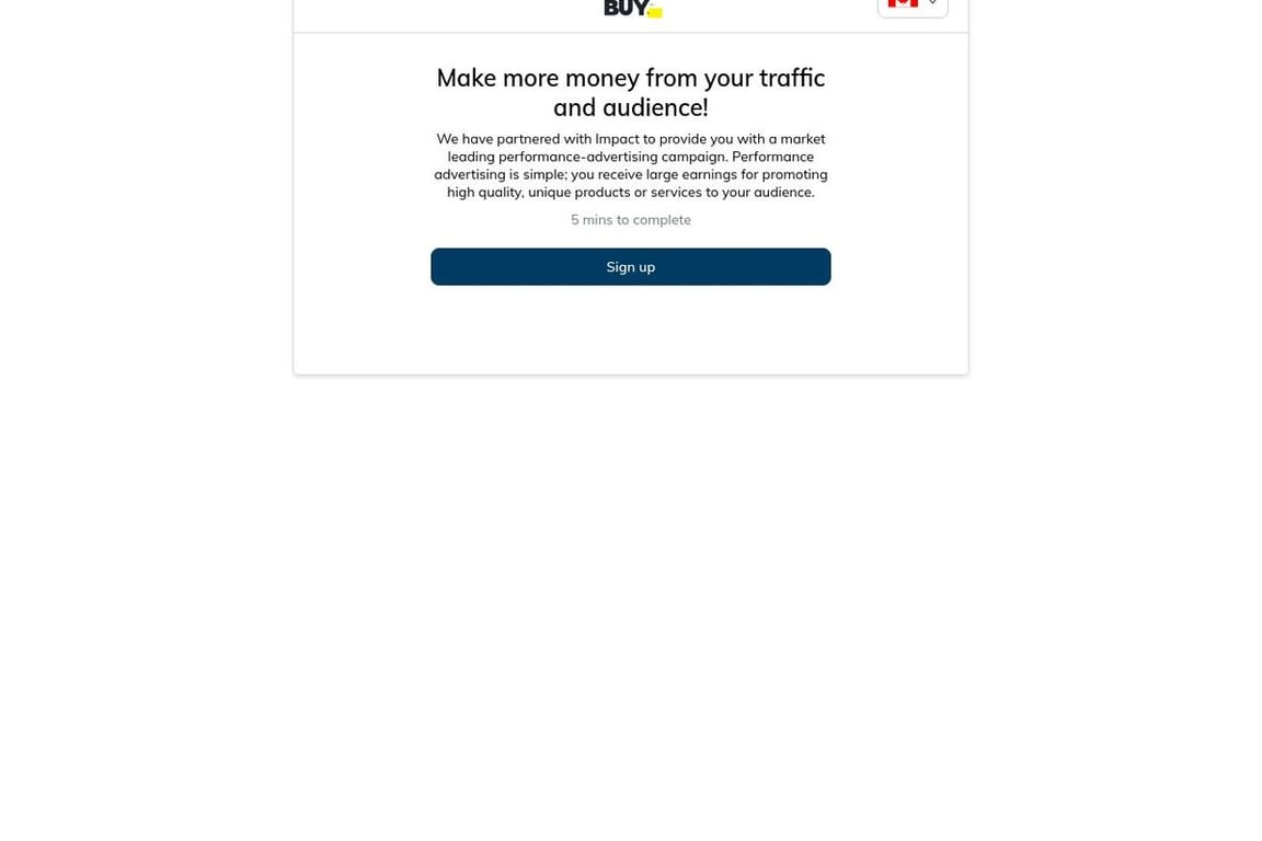 Best Buy CA affiliate program signup page