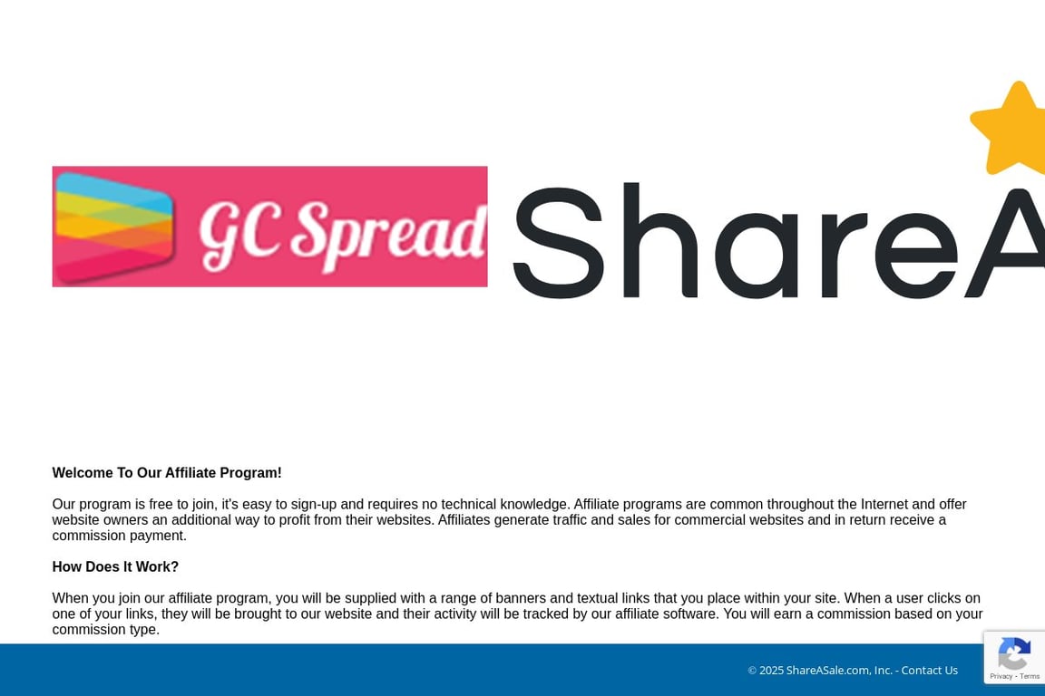 GC Spread affiliate program signup page