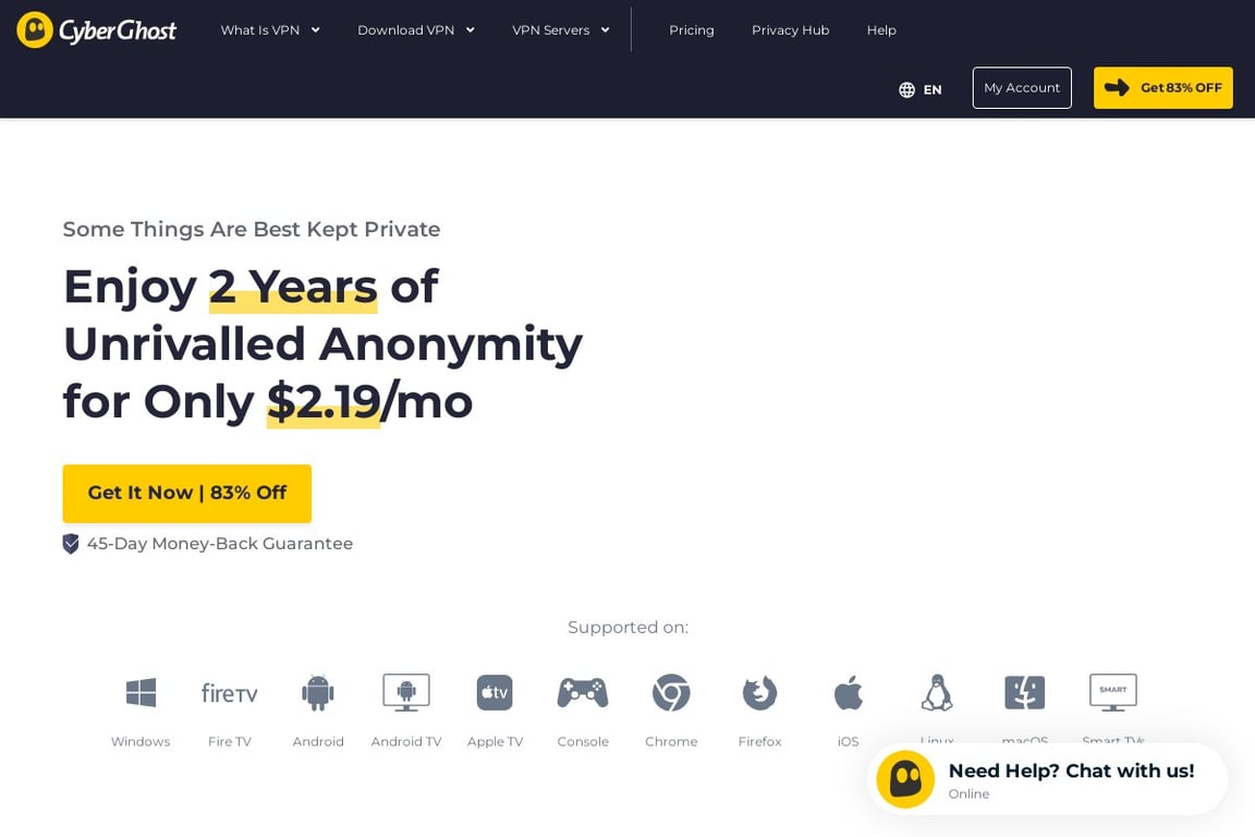 CyberGhost VPN homepage