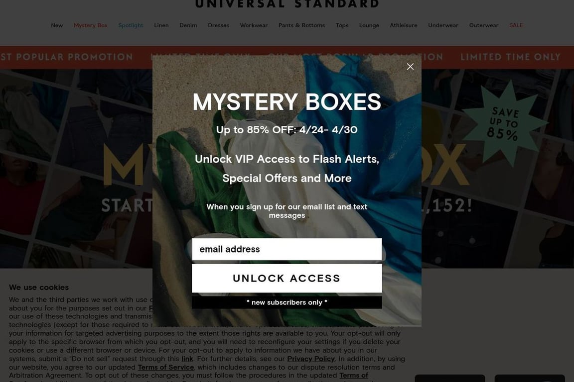 Universal Standard homepage