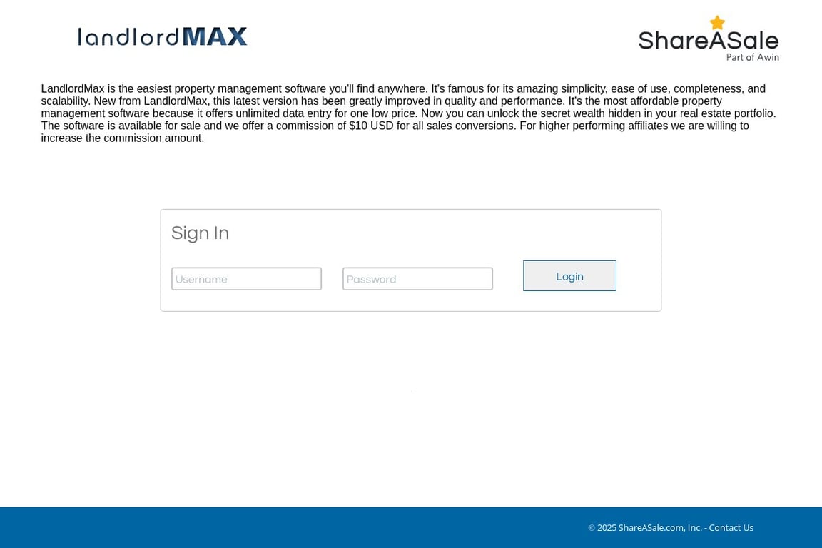 LandlordMAX affiliate program signup page