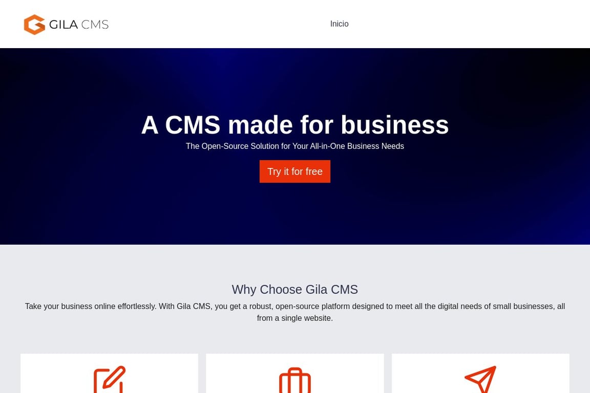 Gila CMS homepage