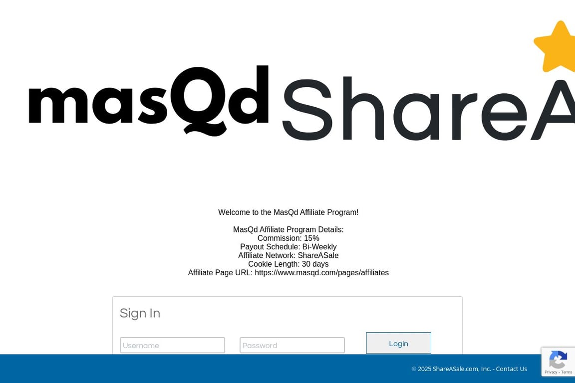 MasQd affiliate program signup page