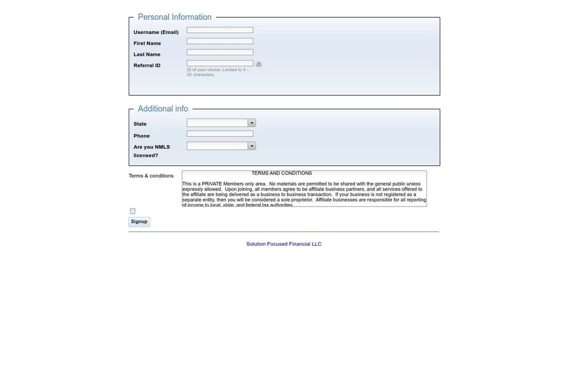 Solutions Software Matrix affiliate program signup page