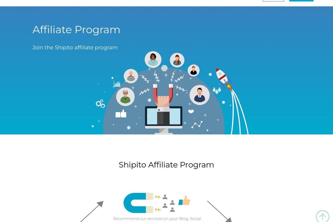 Shipito affiliate program signup page