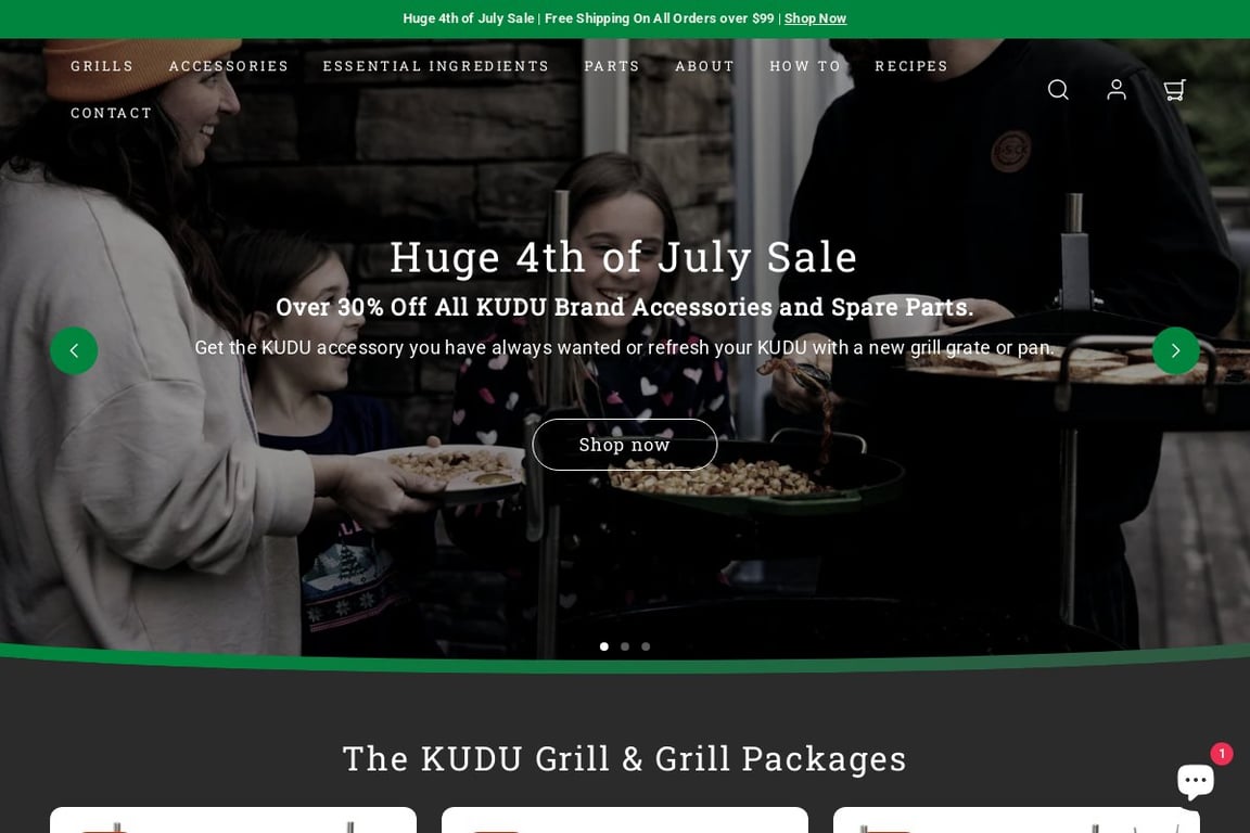 KUDU Grills homepage