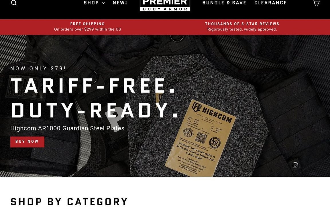 Premier Body Armor homepage
