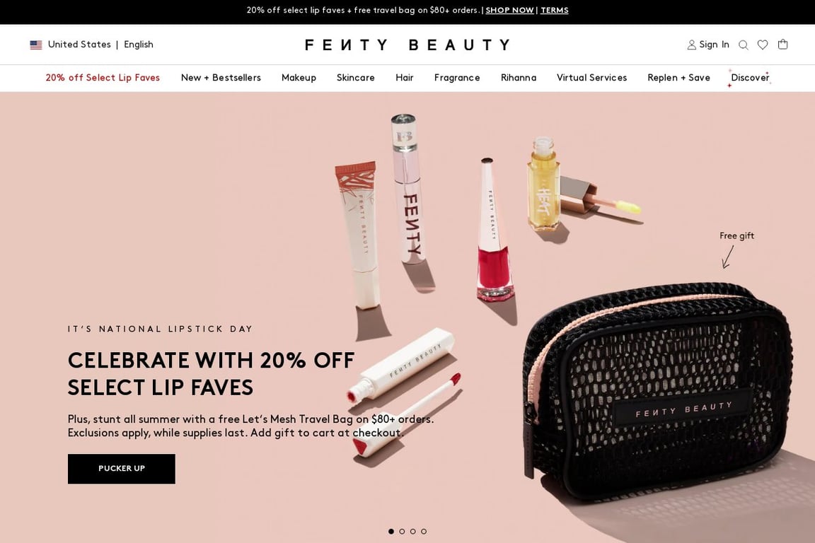 Fenty Beauty (Global) homepage