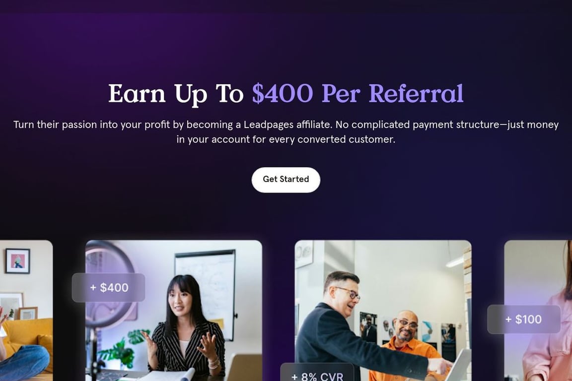 Leadpages affiliate program signup page