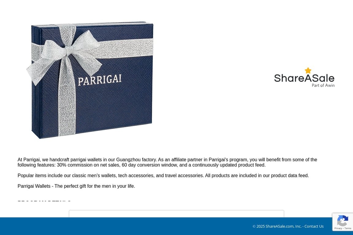 Parrigai affiliate program signup page