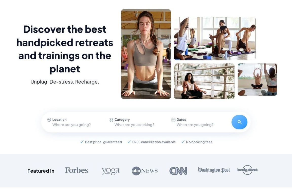BookRetreats homepage