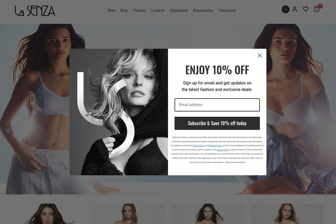 La Senza homepage