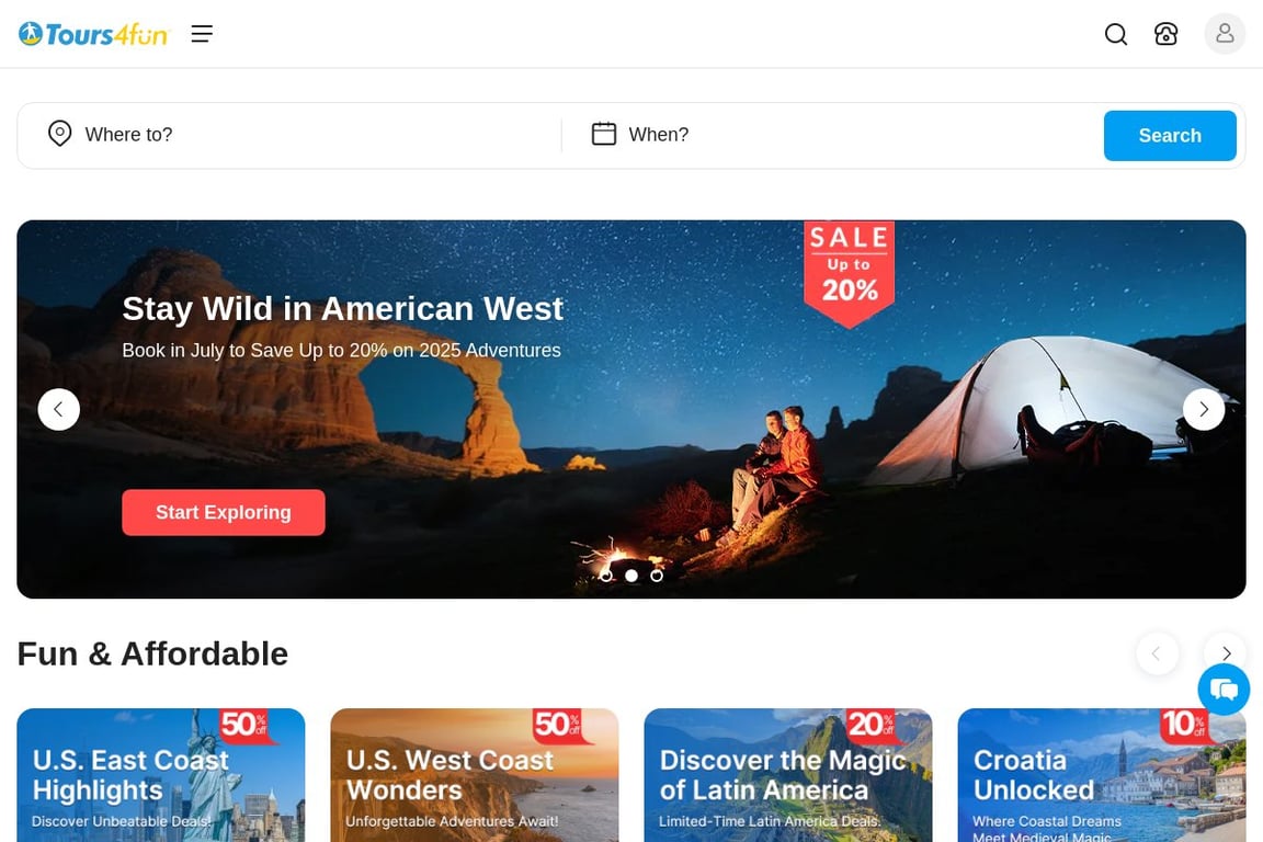Tours4fun homepage