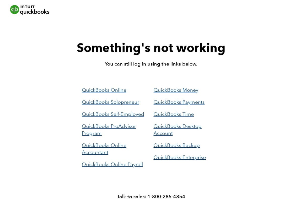 QuickBooks homepage