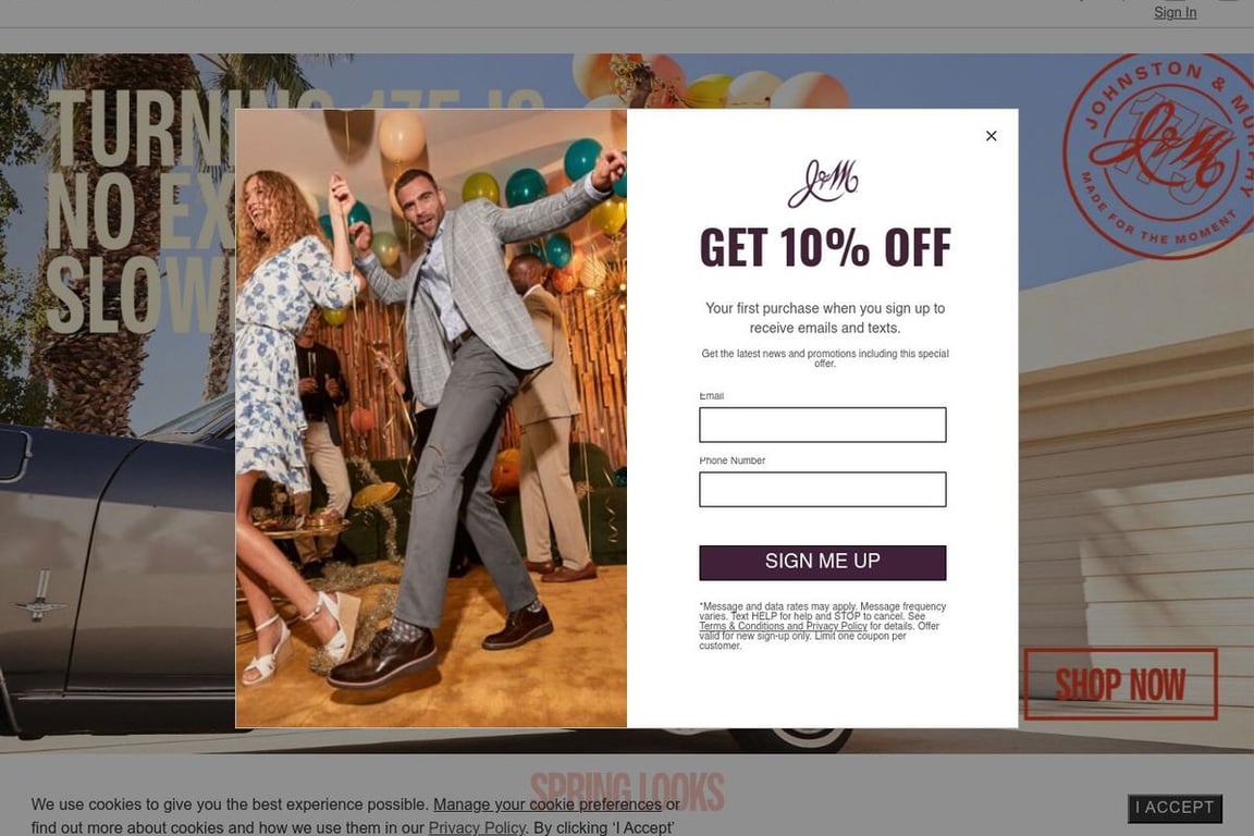 Johnston & Murphy homepage