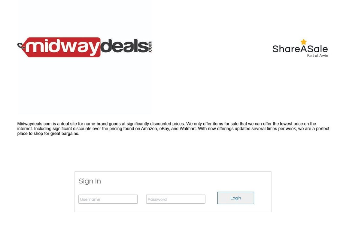 Midwaydeals.com affiliate program signup page