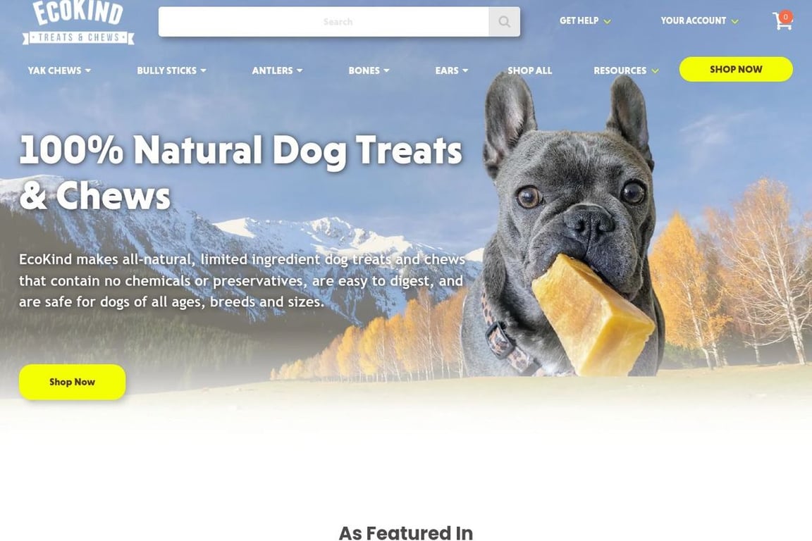 EcoKind Pet Treats homepage
