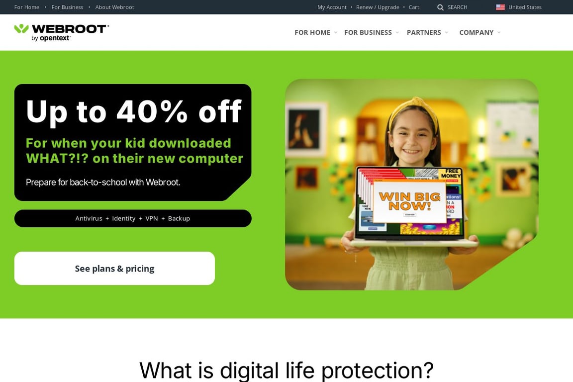WebRoot homepage