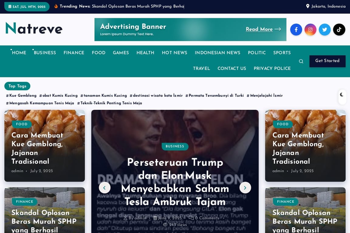 Natreve homepage